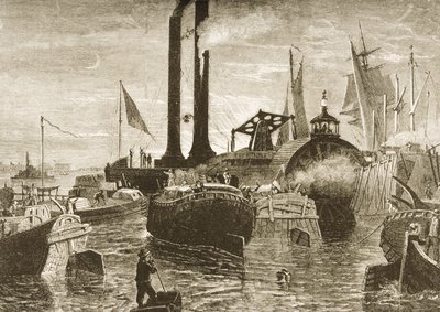 Une flotte de céréales dans le port de New York dans les années 1870, c.1880 - Reverend Samuel Manning